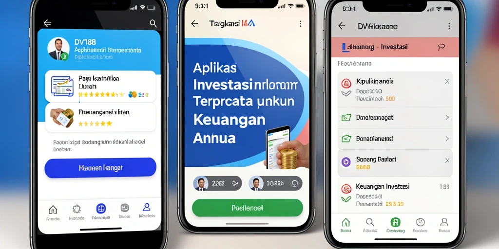 Screenshot utama aplikasi DV188 menampilkan antarmuka Investasi yang modern.