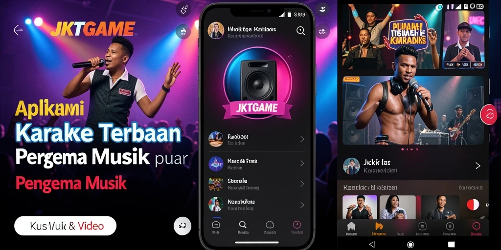 Antarmuka JKTGAME dengan berbagai fungsi karaoke yang menarik.