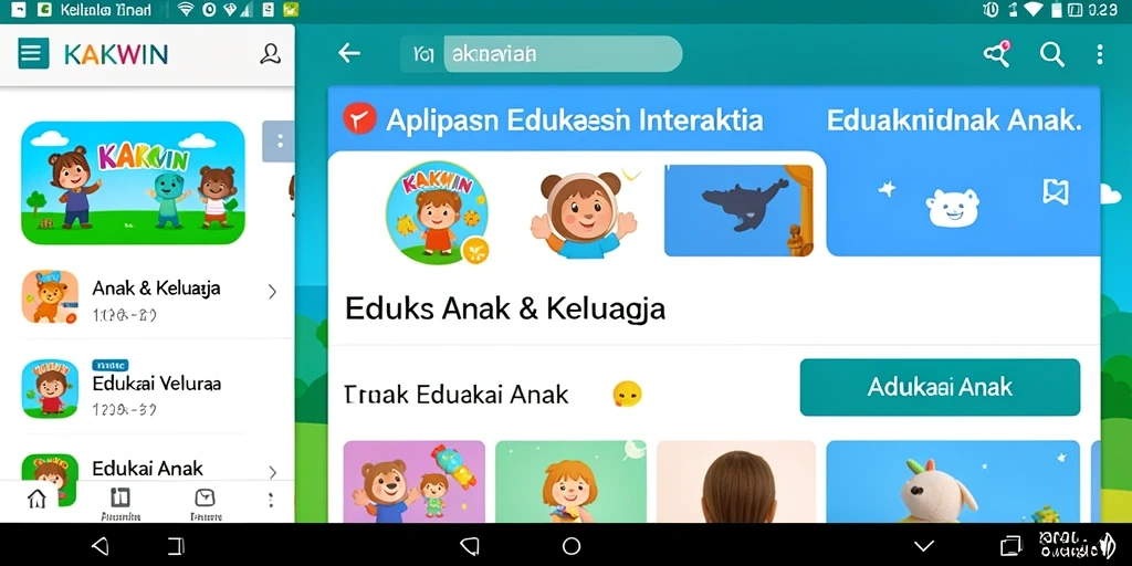 Tampilan antarmuka KAKWIN yang interaktif dan menarik untuk anak.