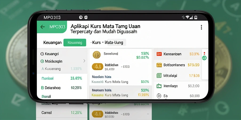 Tampilan antarmuka MPO303 dengan informasi kurs mata uang terkini.