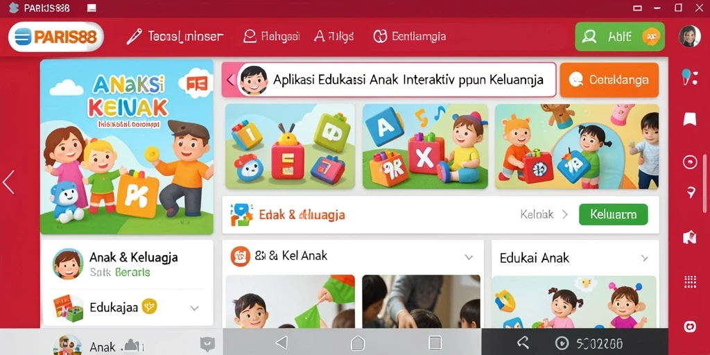 Tampilan menarik dan edukatif dari aplikasi PARIS88 untuk anak.