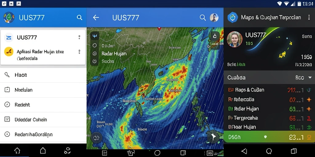 Antarmuka utama UUS777 menampilkan radar hujan yang jelas dan informatif.
